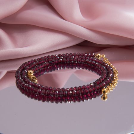 Facettierte Granatkette rot mit Verlängerung